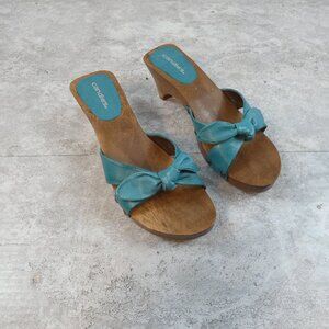 Candies Mule Heel Blue Boho Vintage Festival Shoe